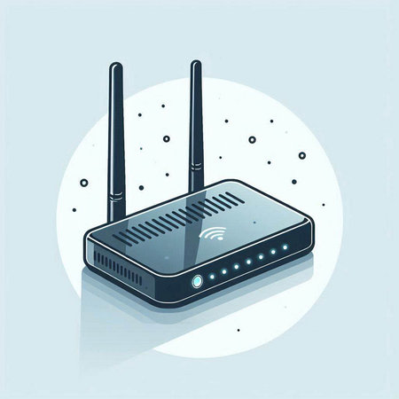 Wireless router in isometric 3d style. Vector illustration.