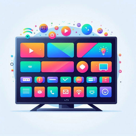 High definition tv on a white background. 3d rendering. Computer digital drawing.のイラスト素材