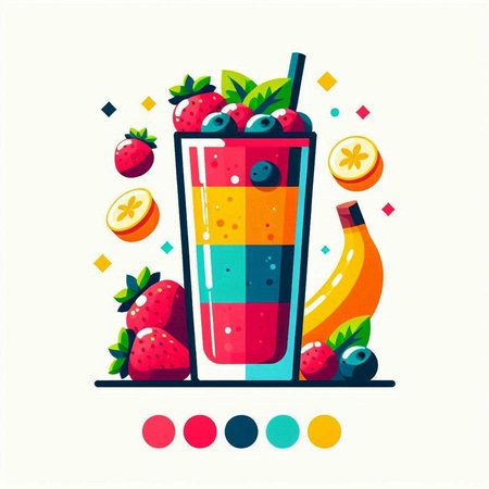 Fruit smoothie in a glass with berries. Vector illustration.のイラスト素材