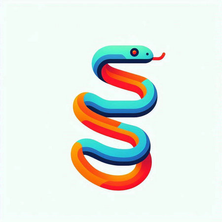 Colorful snake icon, vector illustration. Flat design style, modern logotype.