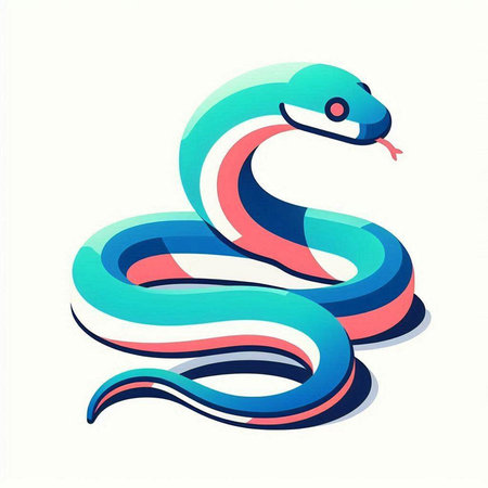 Cute cartoon snake isolated on a white background. Vector illustration.