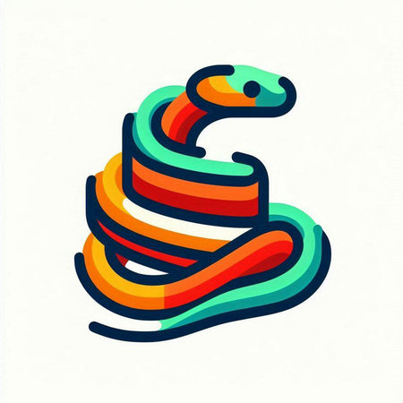 Cute snake logo vector illustration. Colorful snake logotype.