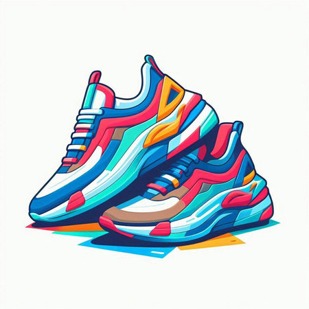 Sneakers. Colorful illustration on white background. Vector illustration.のイラスト素材