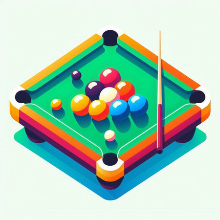 Billiard table with balls. Vector illustration in flat design style.のイラスト素材