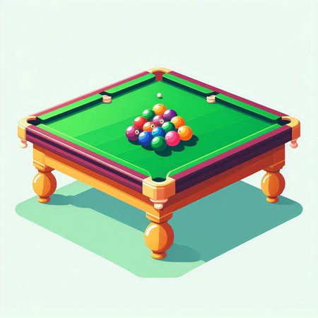 Billiard table with balls. Vector illustration of a billiard table.