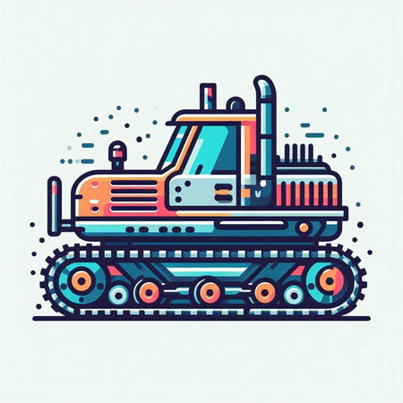 Truck icon. Heavy construction equipment. Vector illustration in thin line style.のイラスト素材