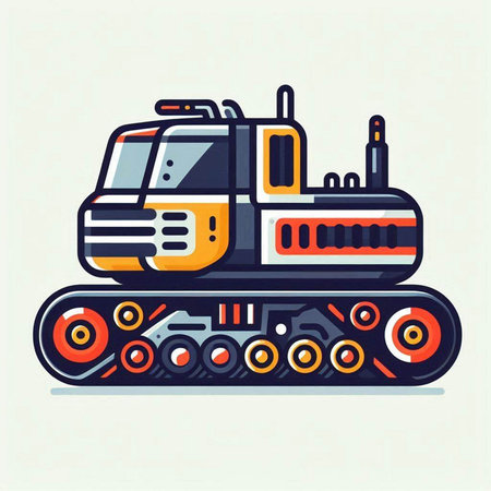Bulldozer, heavy duty vehicle. Vector illustration in flat styleのイラスト素材