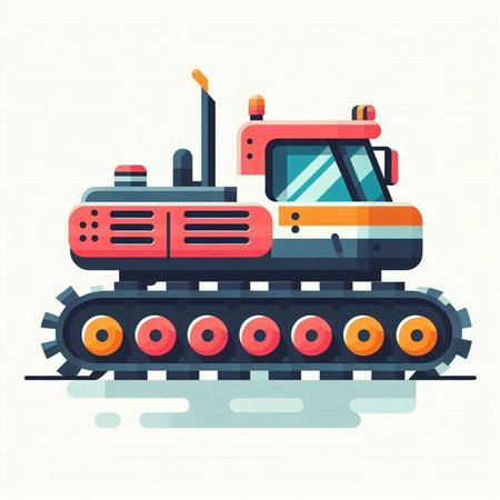 Bulldozer. Vector illustration in flat style. Isolated on white background.のイラスト素材