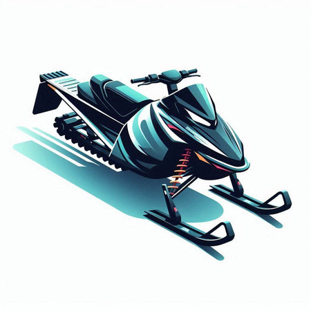 Snowmobile. Isolated on a white background. Vector illustration.