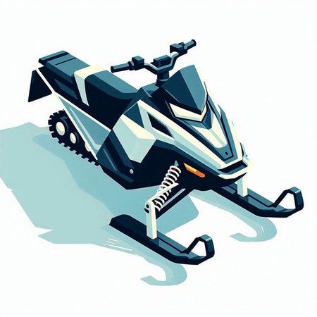 vector illustration of a snowmobile on a white background in retro styleのイラスト素材