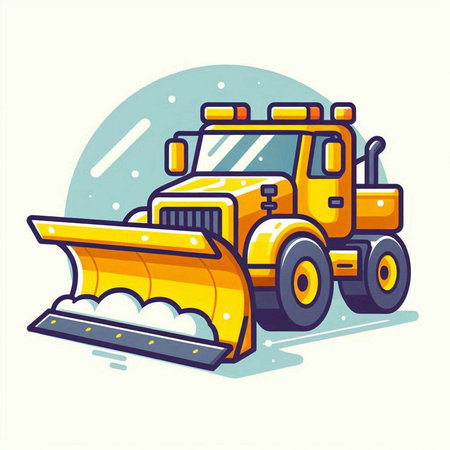 Snow plow vector illustration. Cute cartoon snowplow.のイラスト素材