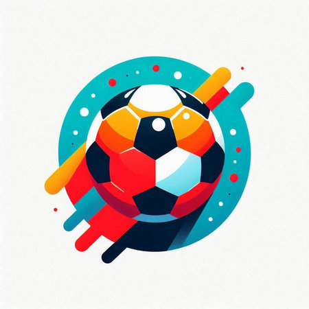 Soccer ball icon. Vector illustration of a soccer ball with abstract backgroundのイラスト素材