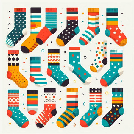 Set of colorful socks for christmas or new year. Vector illustrationのイラスト素材