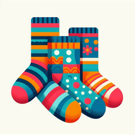 Colorful socks isolated on white background. Vector illustration. Eps 10.