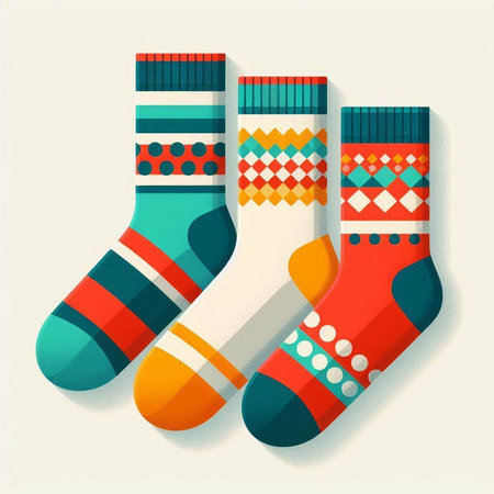 Colorful socks isolated on white background. Vector illustration. Eps 10のイラスト素材