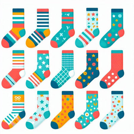 Set of colorful socks. Vector illustration isolated on a white background.のイラスト素材