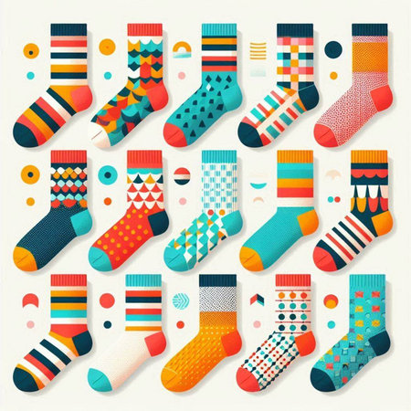 Set of colorful socks for your design. Vector illustration in flat style.のイラスト素材