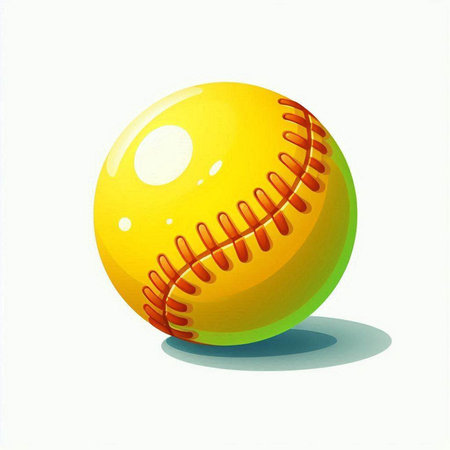 Illustration of a yellow softball on a white background - vectorのイラスト素材