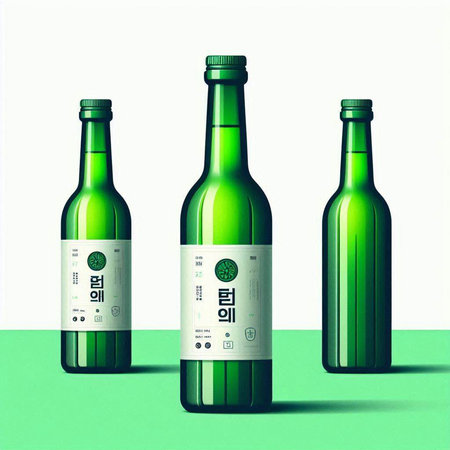 bottles of beer on a green background. 3d illustration.のイラスト素材
