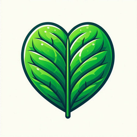 Leaf in heart shape isolated on white background. Vector illustration.のイラスト素材