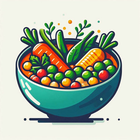 Vegetable salad in a bowl. Vector illustration. Eps 10のイラスト素材