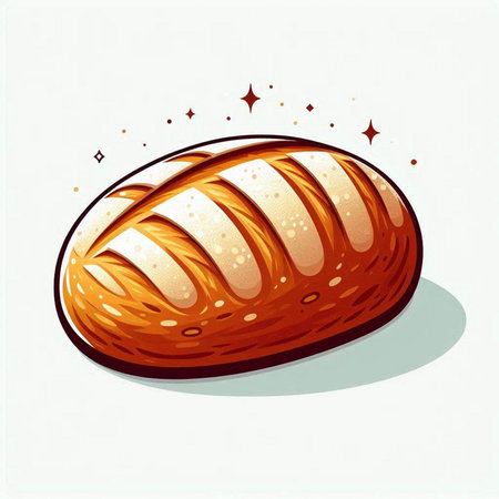Illustration of a loaf of bread on a white background with starsのイラスト素材