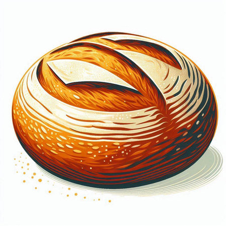 Illustration of a loaf of bread on a white background, vector