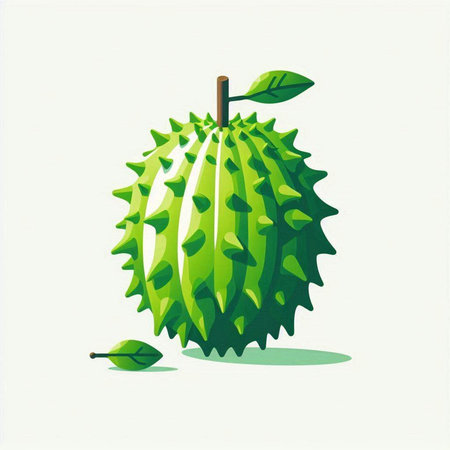 Soursop vector illustration. Exotic fruit. Exotic plant.