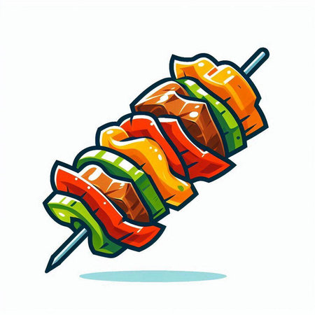 Shish kebab on a skewer. Vector illustration.のイラスト素材