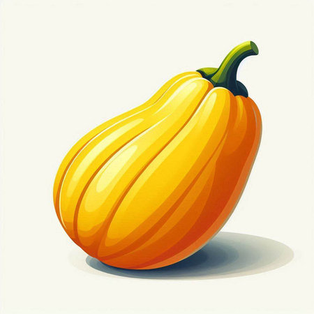 Illustration of a yellow pumpkin on a white background, vector illustrationのイラスト素材