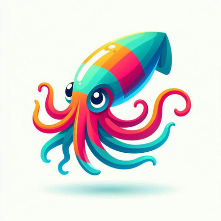 Illustration of a colorful octopus on a white background, vector illustrationのイラスト素材