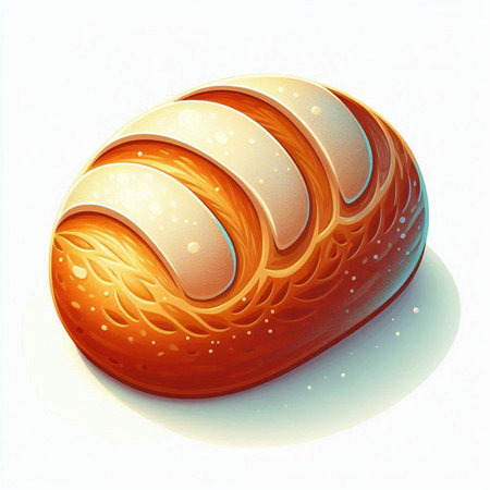 Illustration of a loaf of bread on a white background with reflection