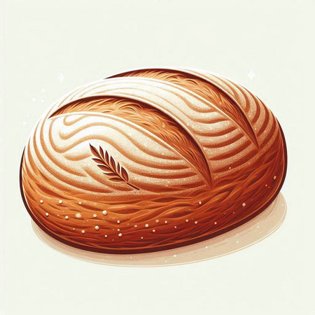 Illustration of a loaf of bread on a white background with space for textのイラスト素材