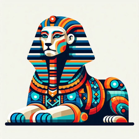 Egyptian Sphinx. Vector illustration. Colored vector illustration.のイラスト素材