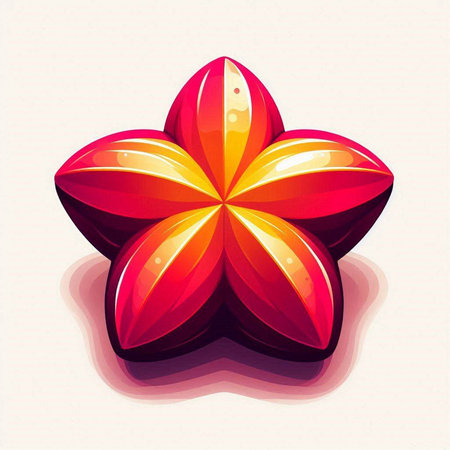 Illustration of a red star fruit on a white background - vectorのイラスト素材