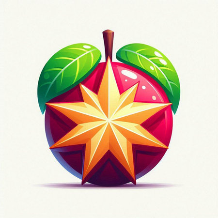 Illustration of a red apple with a star on a white backgroundのイラスト素材