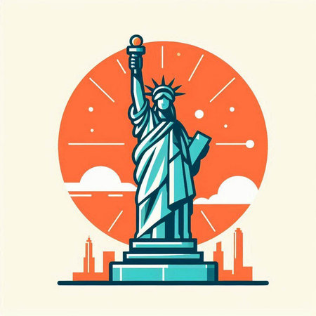 Statue of Liberty, New York City, USA. Vector illustrationのイラスト素材