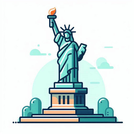 Statue of Liberty in New York City, USA. Vector illustration in flat styleのイラスト素材