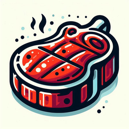 Steak icon. Vector illustration of a piece of meat on a white background.のイラスト素材