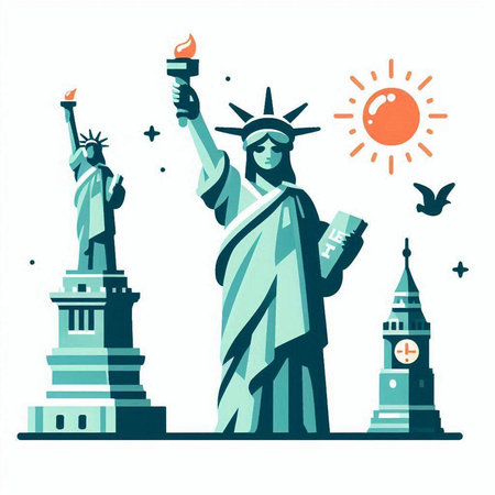 Statue of Liberty, New York City, USA. Vector illustrationのイラスト素材