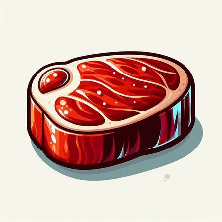 Illustration of a piece of raw meat on a white background.のイラスト素材