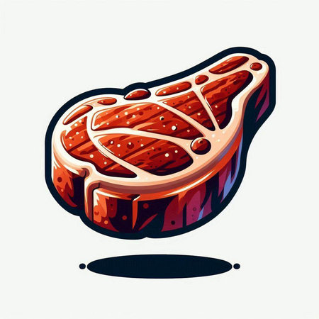 Steak. Vector illustration of a piece of fresh meat on a white background.のイラスト素材
