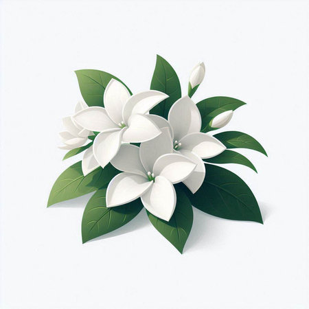 White jasmine flower isolated on white background with clipping path.のイラスト素材