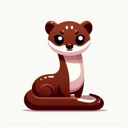 Cute cartoon ferret. Vector illustration on a white background.のイラスト素材