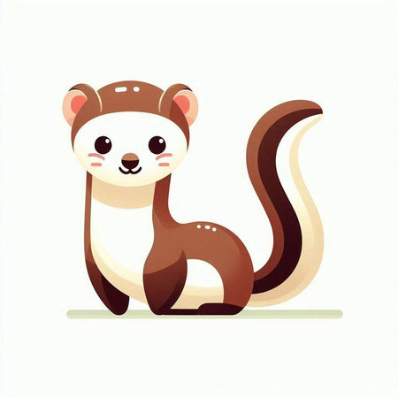 Cute ferret on white background. Cartoon animal. Vector illustration.のイラスト素材