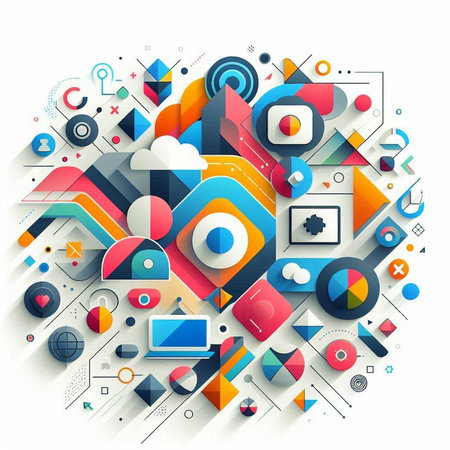 Abstract technology background with various geometric elements. Vector illustration. Eps 10のイラスト素材