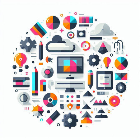 Flat design modern vector illustration concept of cloud computing, big data storage, big data processing, cloud computing, internet of things, big data processing and cloud computing.のイラスト素材