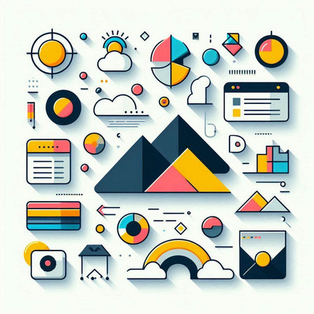 Flat design modern vector illustration concept of business and technology icons.のイラスト素材