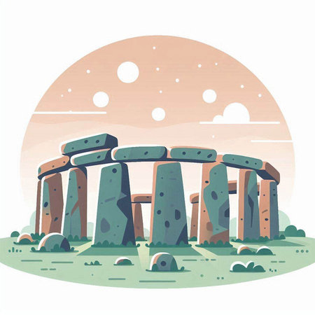 Stonehenge in the flat style. Stonehenge vector illustrationのイラスト素材