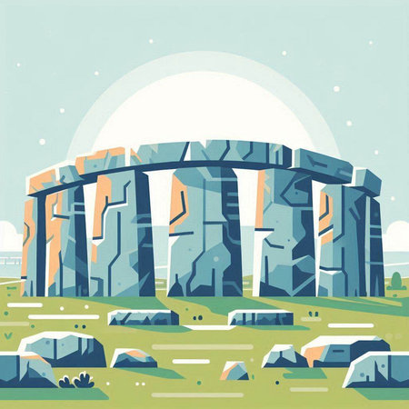 Stonehenge ancient landmark in United Kingdom. Vector illustration in flat styleのイラスト素材